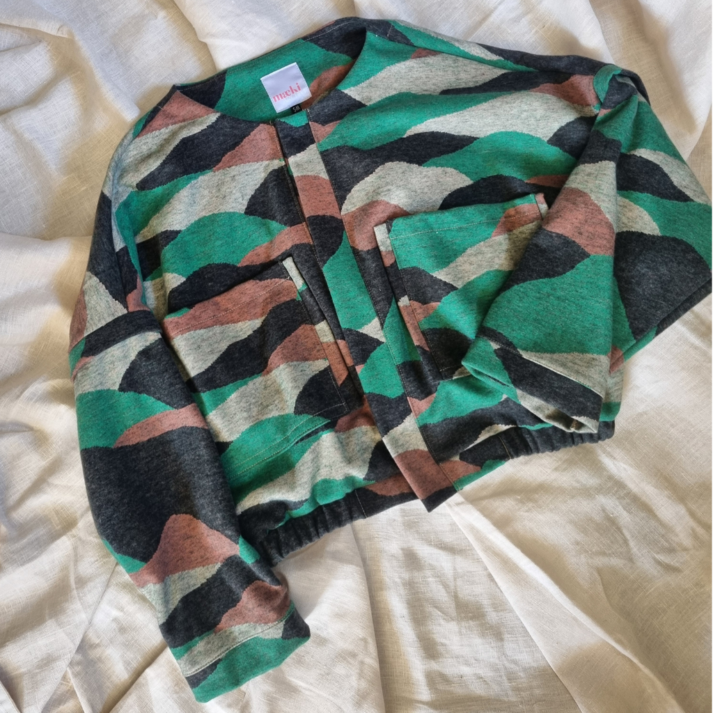jacquard jacket - green-clay