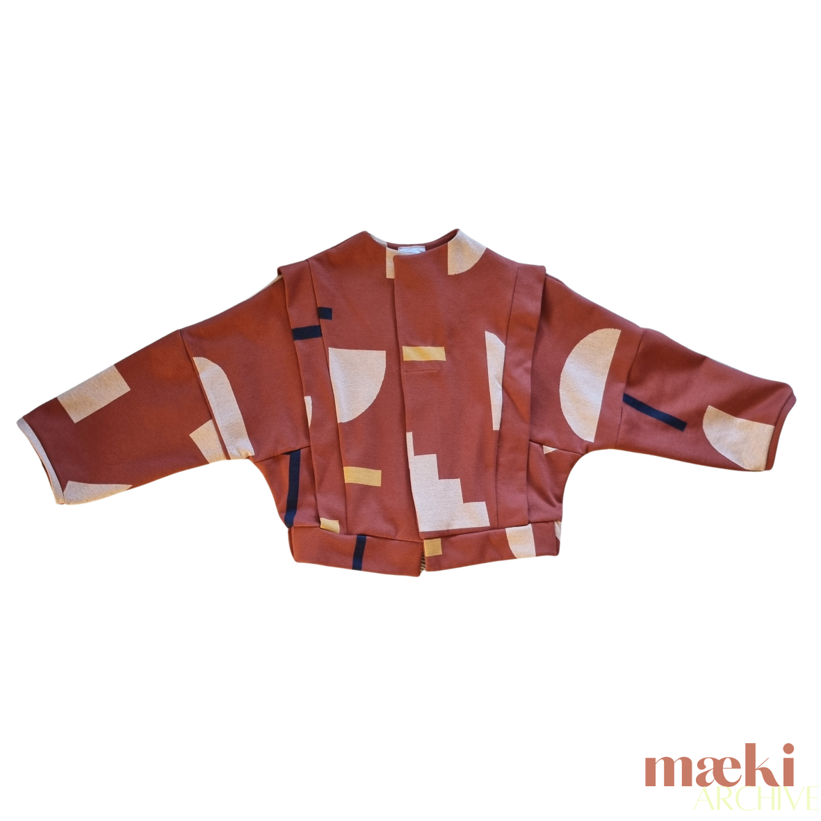 figura jacquard jacket - terracotta geometric pattern