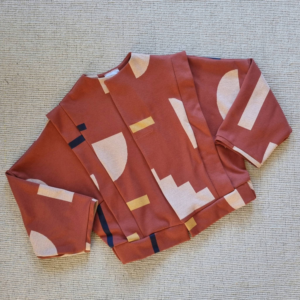 figura jacquard jacket - terracotta geometric pattern
