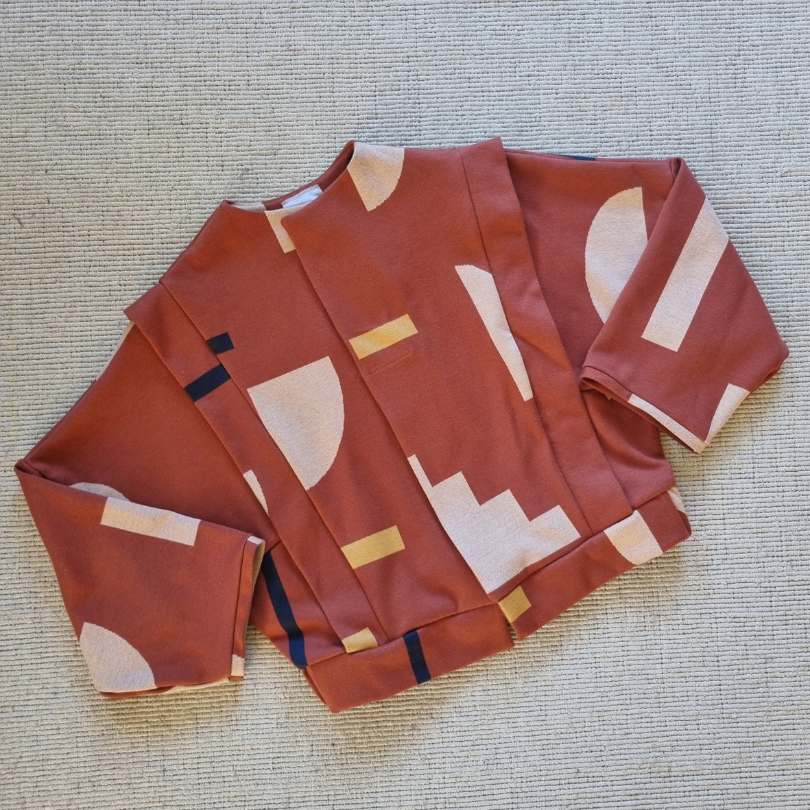 figura jacquard jacket - terracotta geometric pattern