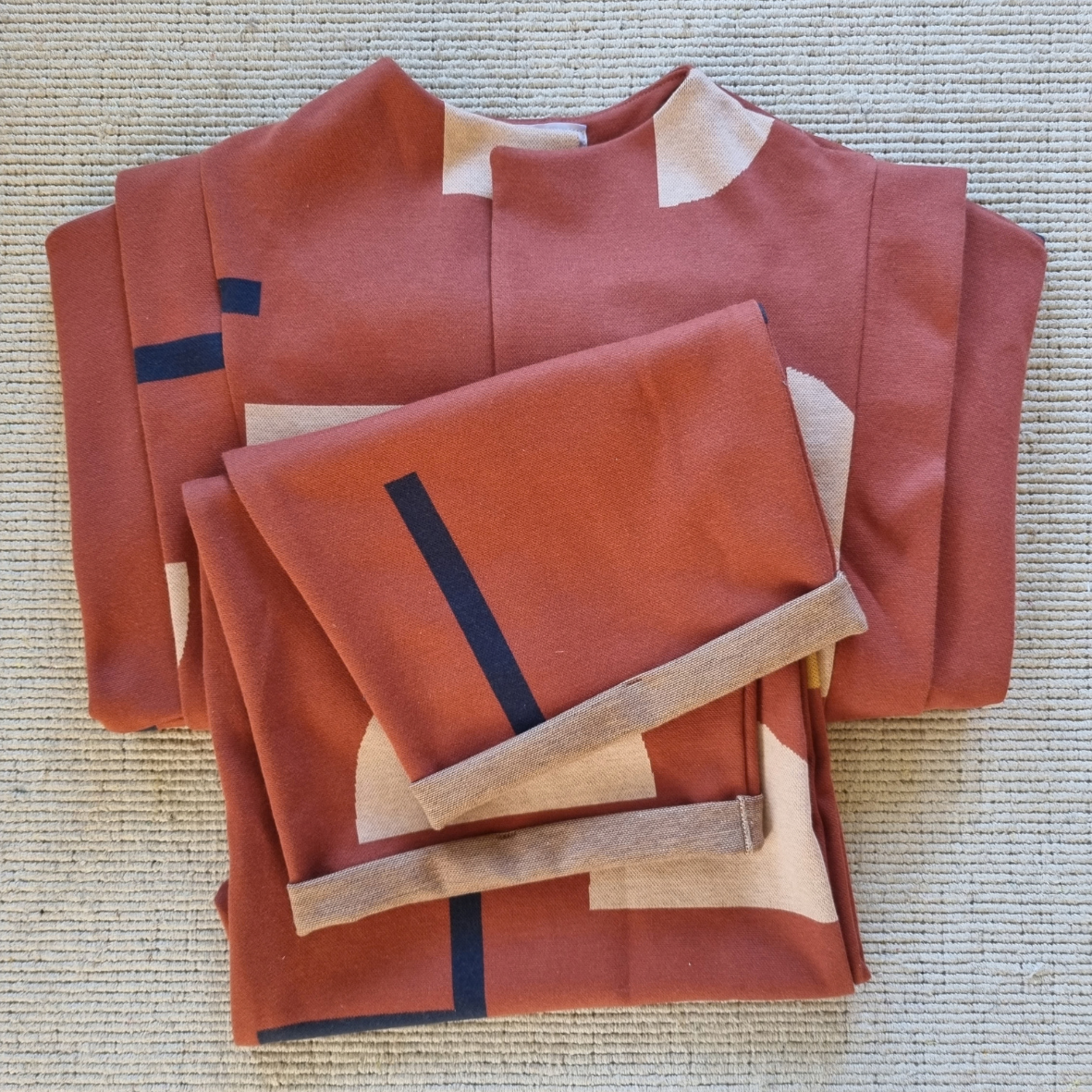 figura jacquard jacket - terracotta geometric pattern