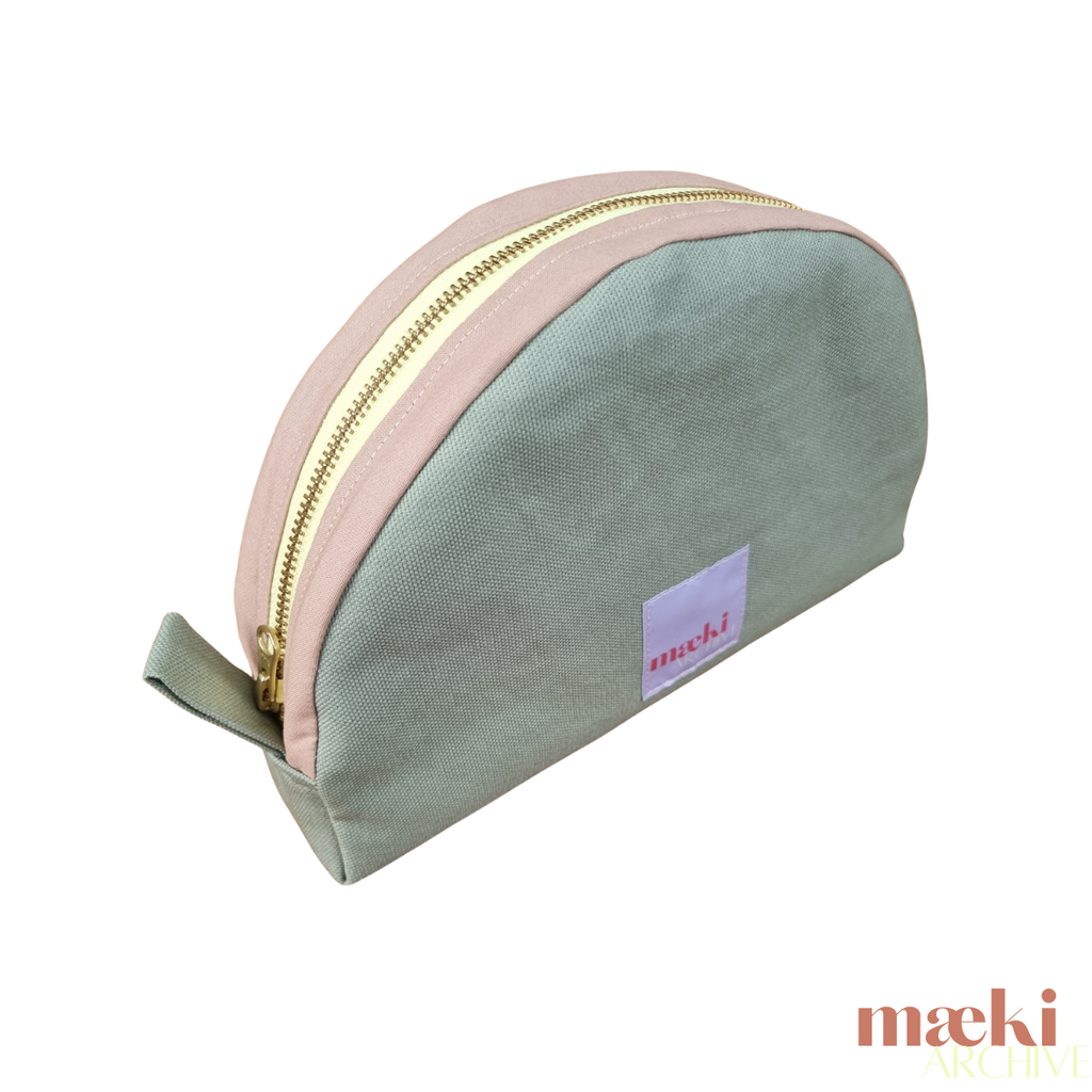 luna toiletry bag - sage green/dusky pink