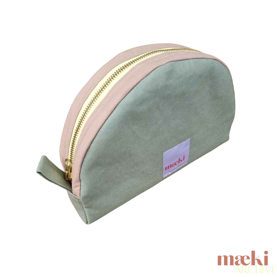 luna toiletry bag - sage green/dusky pink