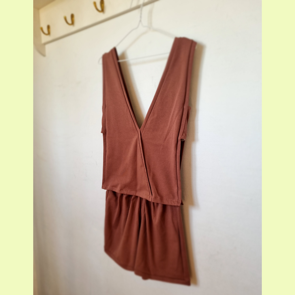 cami shorts set - brown cotton jersey