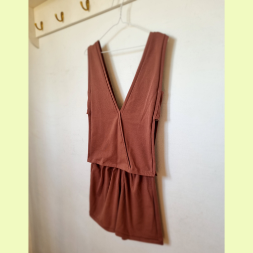 cami shorts set - brown cotton jersey