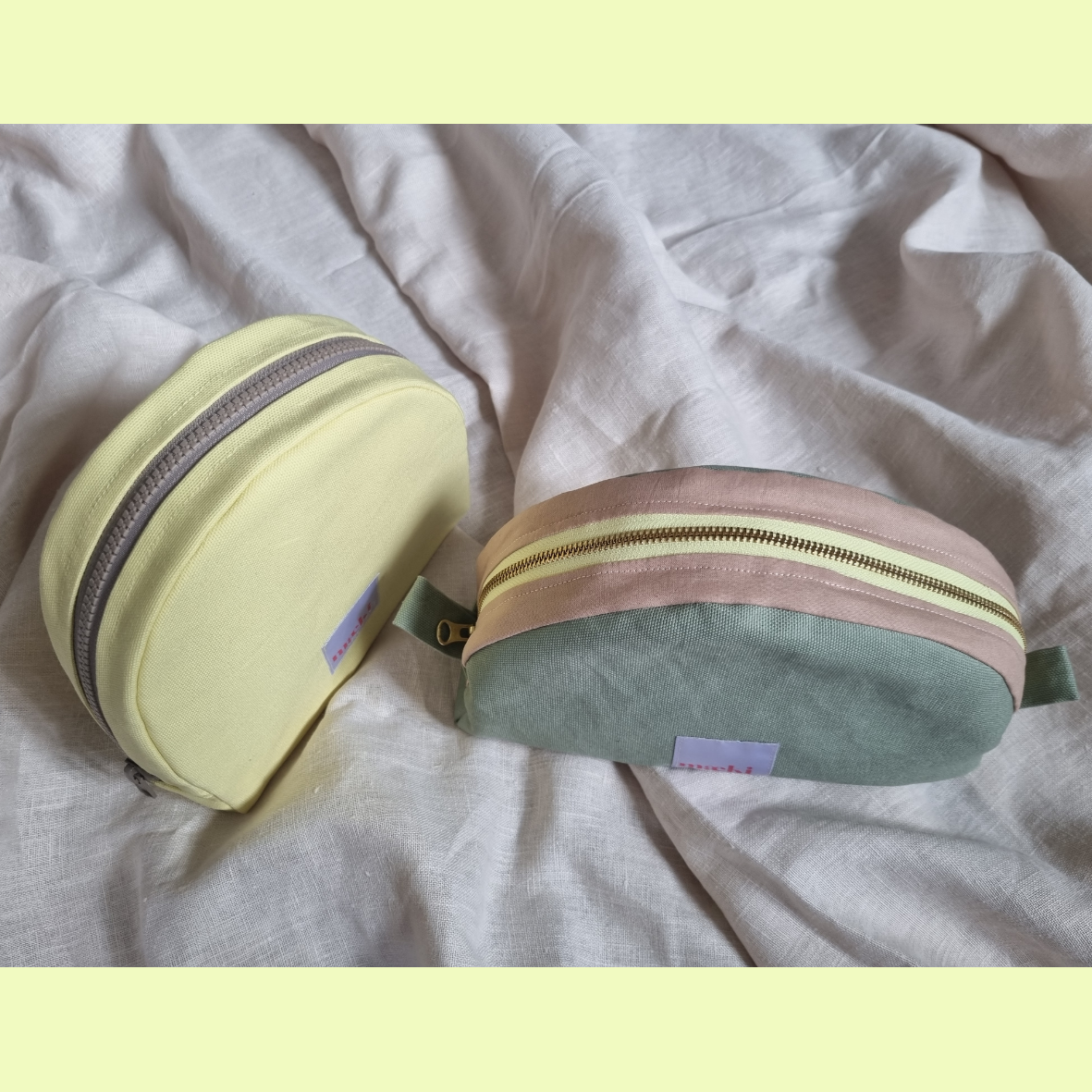 luna toiletry bag - sage green/dusky pink